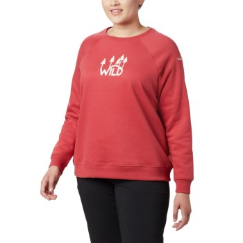 Dámské Mikiny Columbia Hart Mountain Long Sleeve Graphic Crew Plus Size Červené DZSIRC078